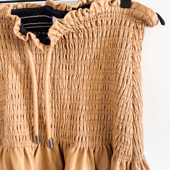 NEW A.L.C. Tan Jenny Faux Leather Mini Skirt 0 - Picture 3 of 6